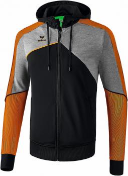 PREMIUM ONE 2.0 Trainingsjacke mit Kapuze - schwarz/grau melange/neon orange