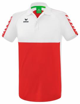 SIX WINGS Poloshirt - rot/weiß