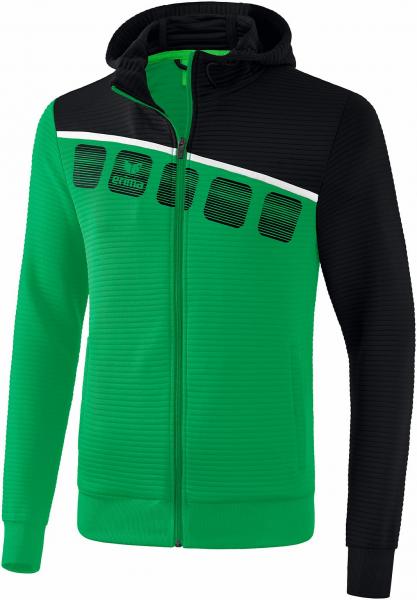 5-C Trainingsjacke mit Kapuze - smaragd/schwarz/weiß