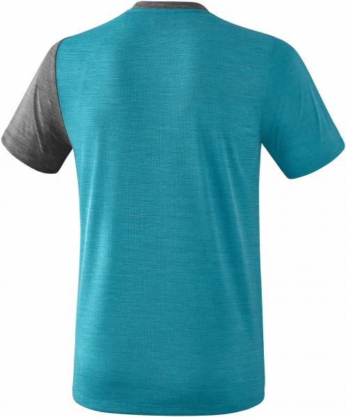 5-C T-Shirt - oriental blue melange/grau melange/weiß