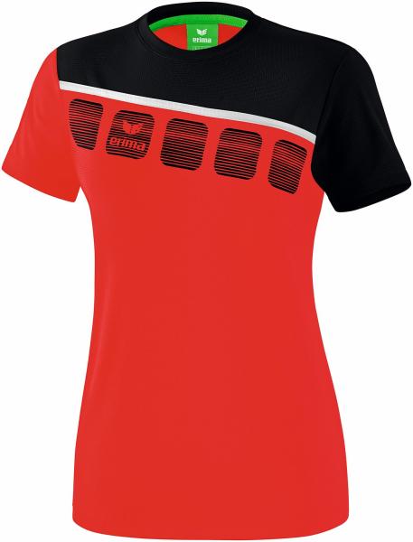 5-C T-Shirt Damen - rot/schwarz/weiß