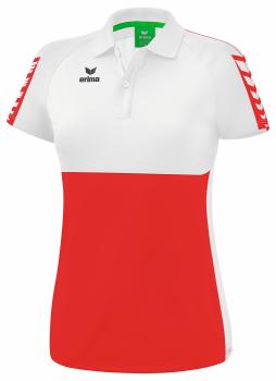 SIX WINGS Poloshirt Damen - rot/weiß