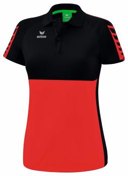 SIX WINGS Poloshirt Damen - rot/schwarz