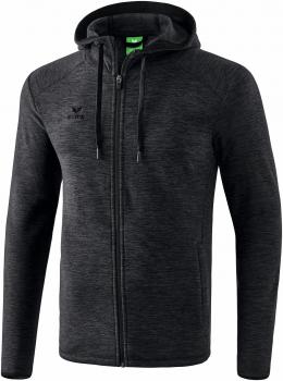 Fleecejacke mit Kapuze - schwarz melange