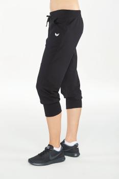 Preview: 3/4 Sweathose mit Bündchen Damen - schwarz